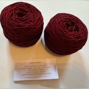 2 skeins Mad Tosh Chunky - color Tart. 165 yard’s each